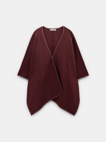 Knit Poncho With Leather-Effect Details