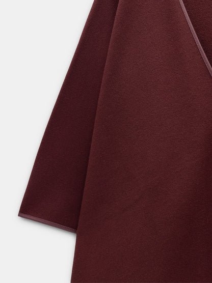 Knit Poncho With Leather-Effect Details
