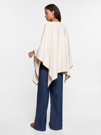 Knit Poncho With Leather-Effect Details