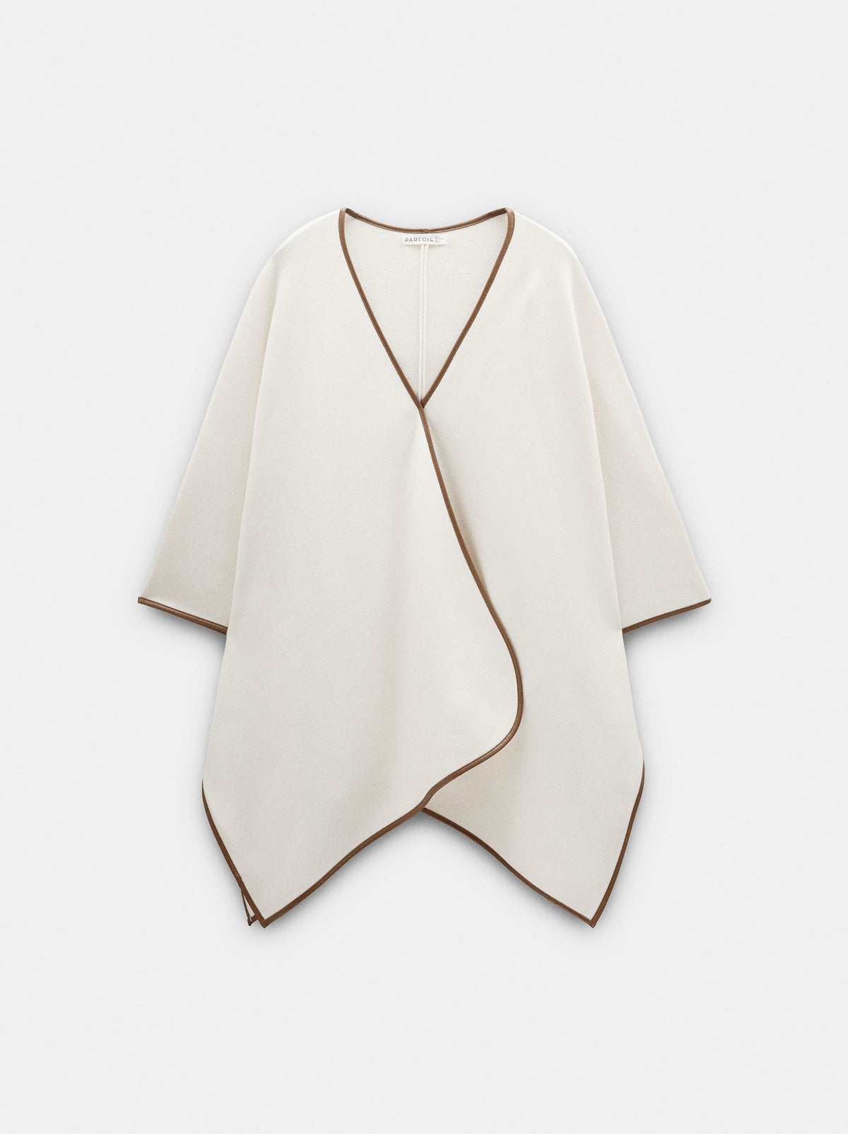 Knit Poncho With Leather-Effect Details