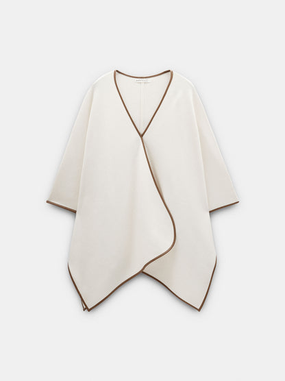 Knit Poncho With Leather-Effect Details