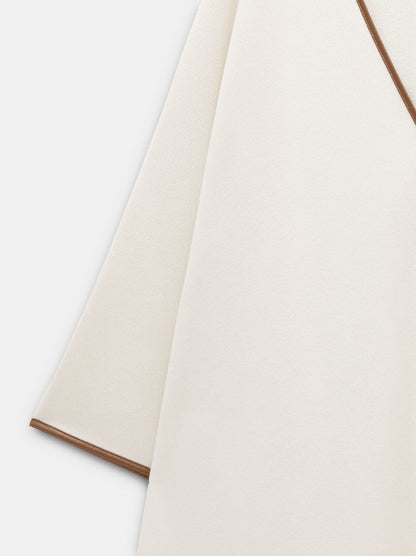 Knit Poncho With Leather-Effect Details
