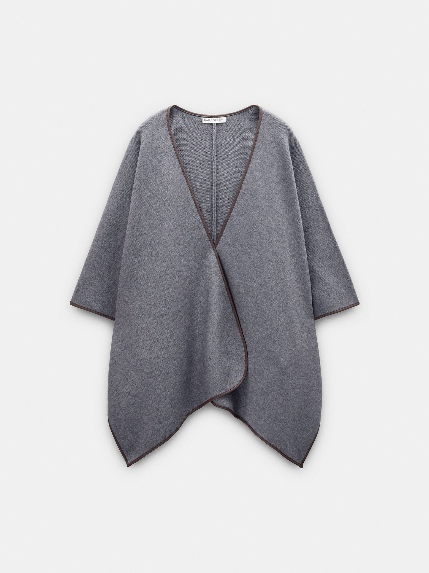 Knit Poncho With Leather-Effect Details