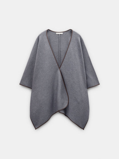 Knit Poncho With Leather-Effect Details