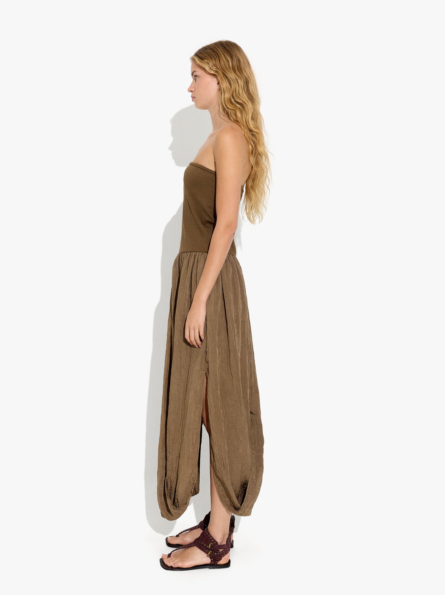Long Strapless Balloon Dress