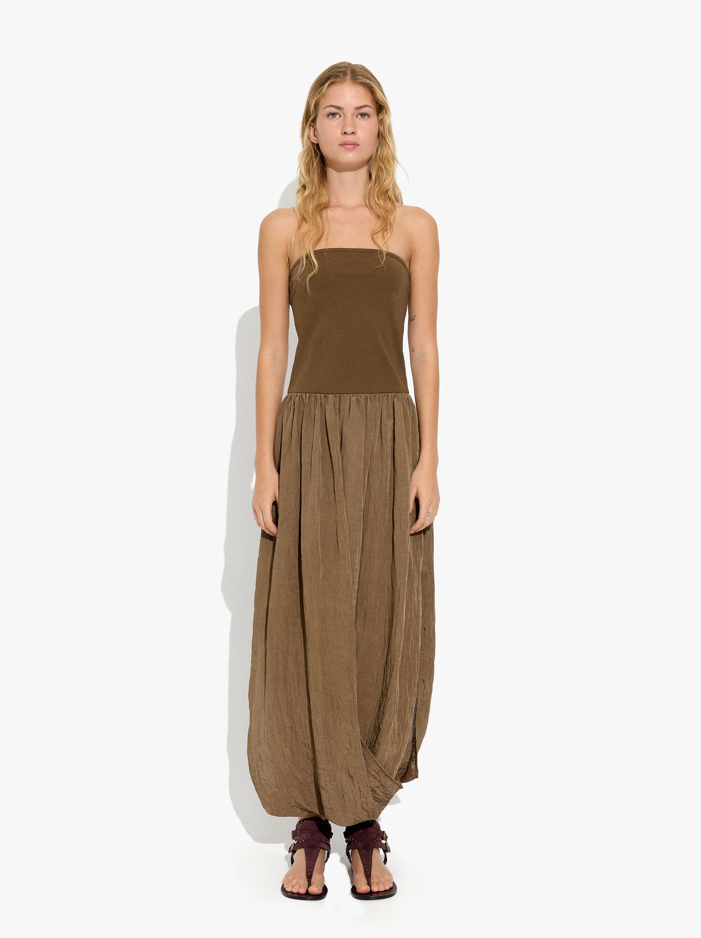 Long Strapless Balloon Dress