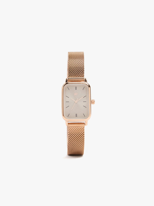 Rectangular Watch With Stainless Steel Metal Mesh