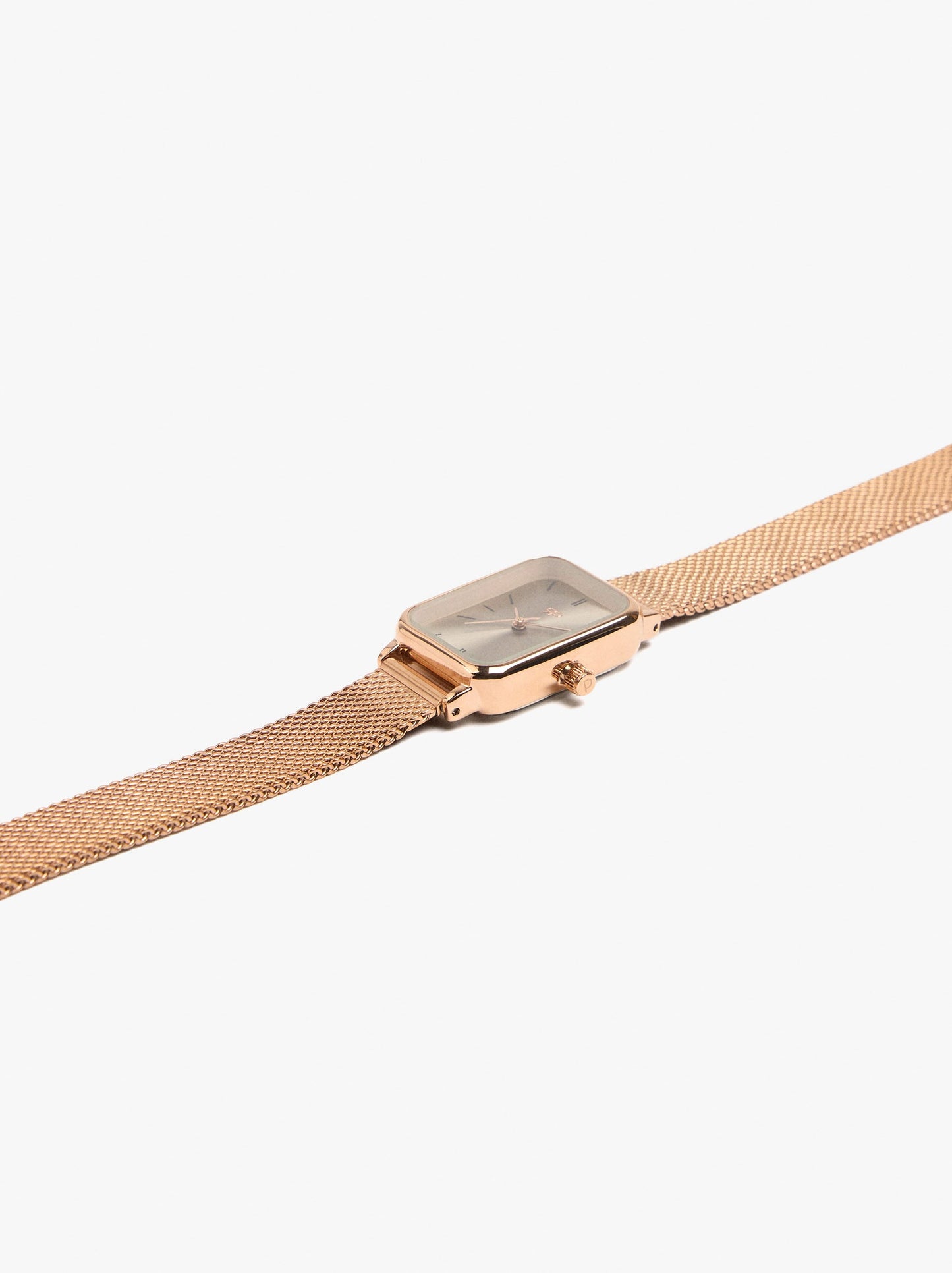Rectangular Watch With Stainless Steel Metal Mesh