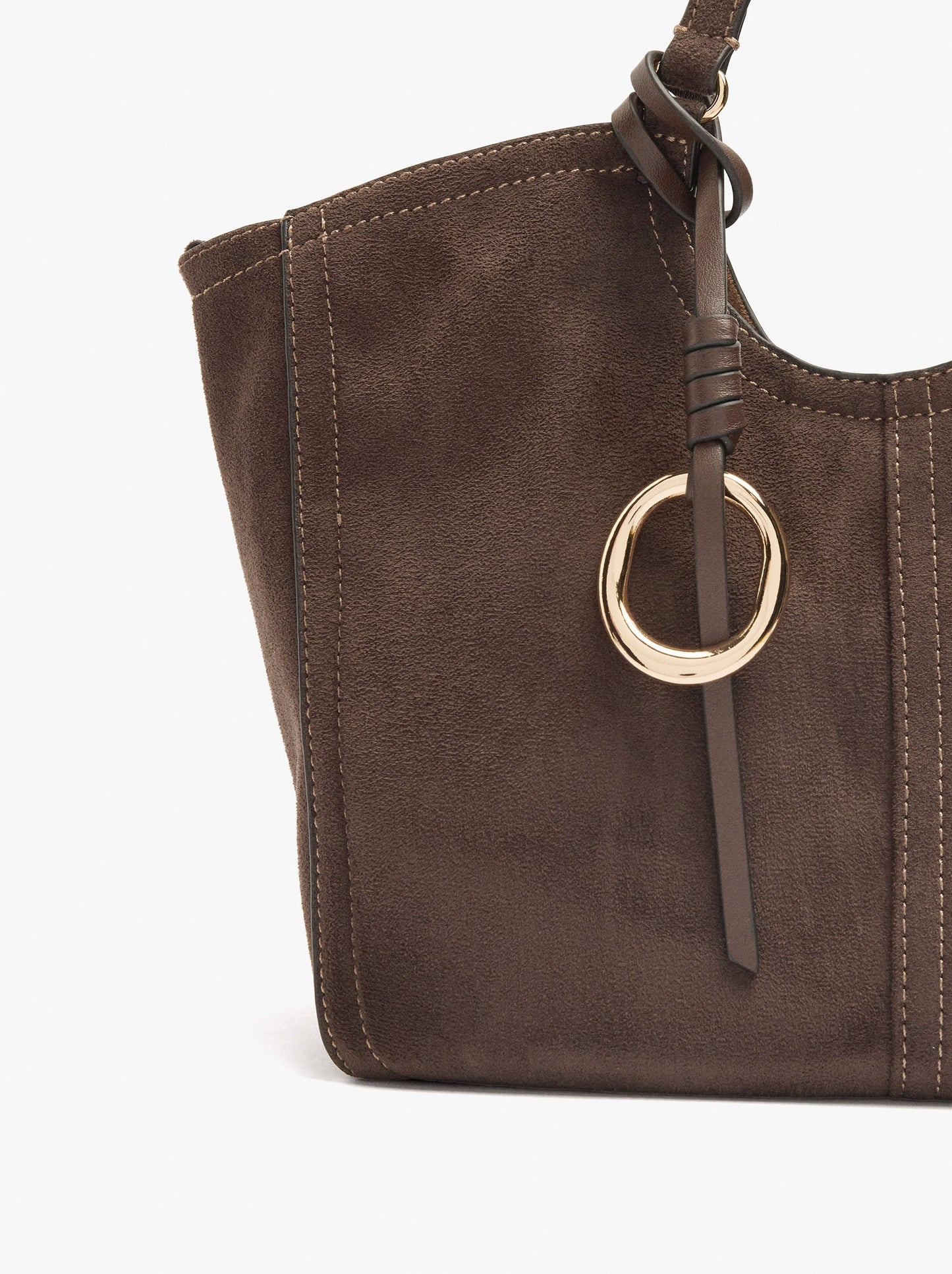 Leather-Effect Shopper Bag With Topstitching M