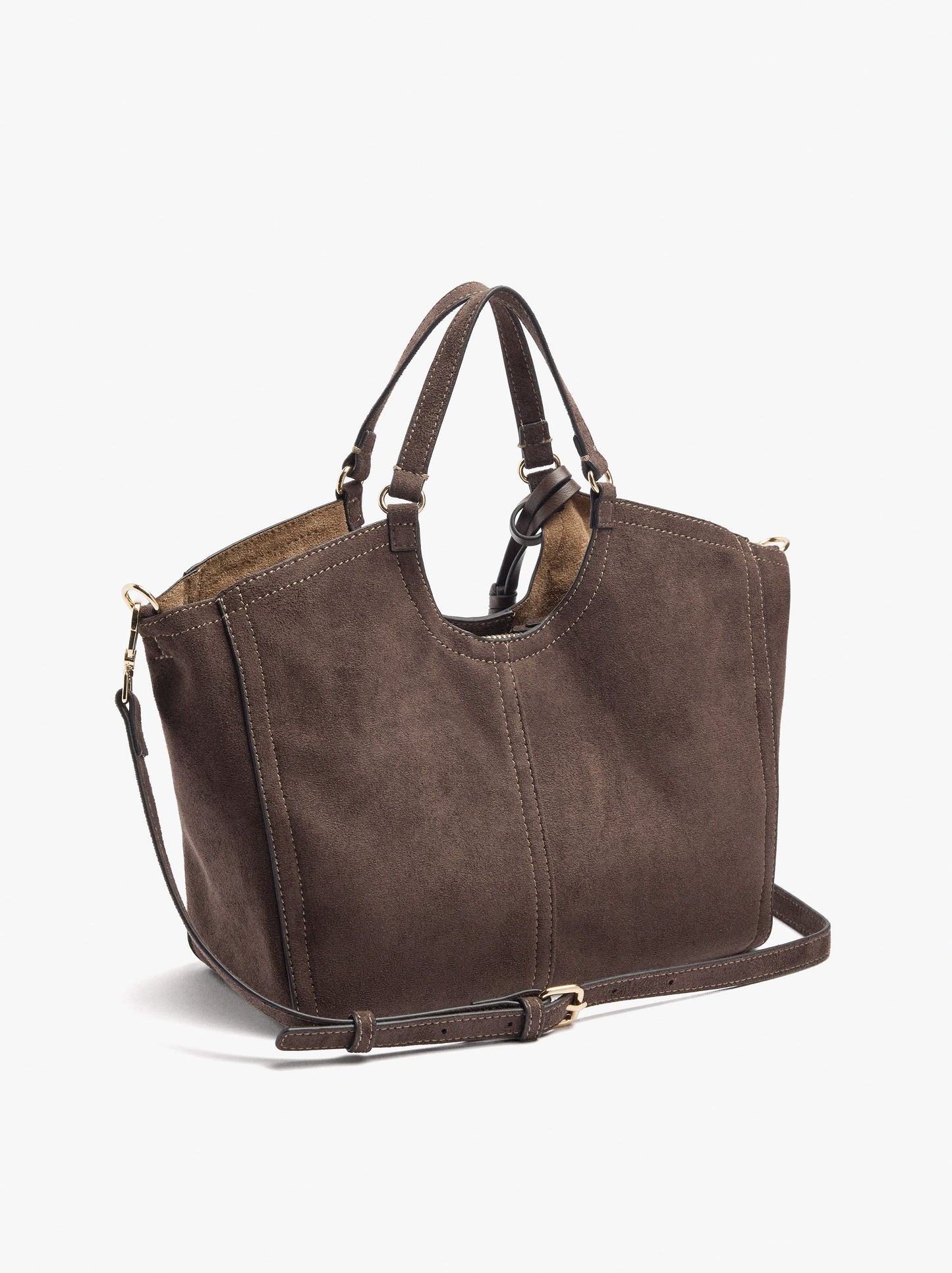 Leather-Effect Shopper Bag With Topstitching M