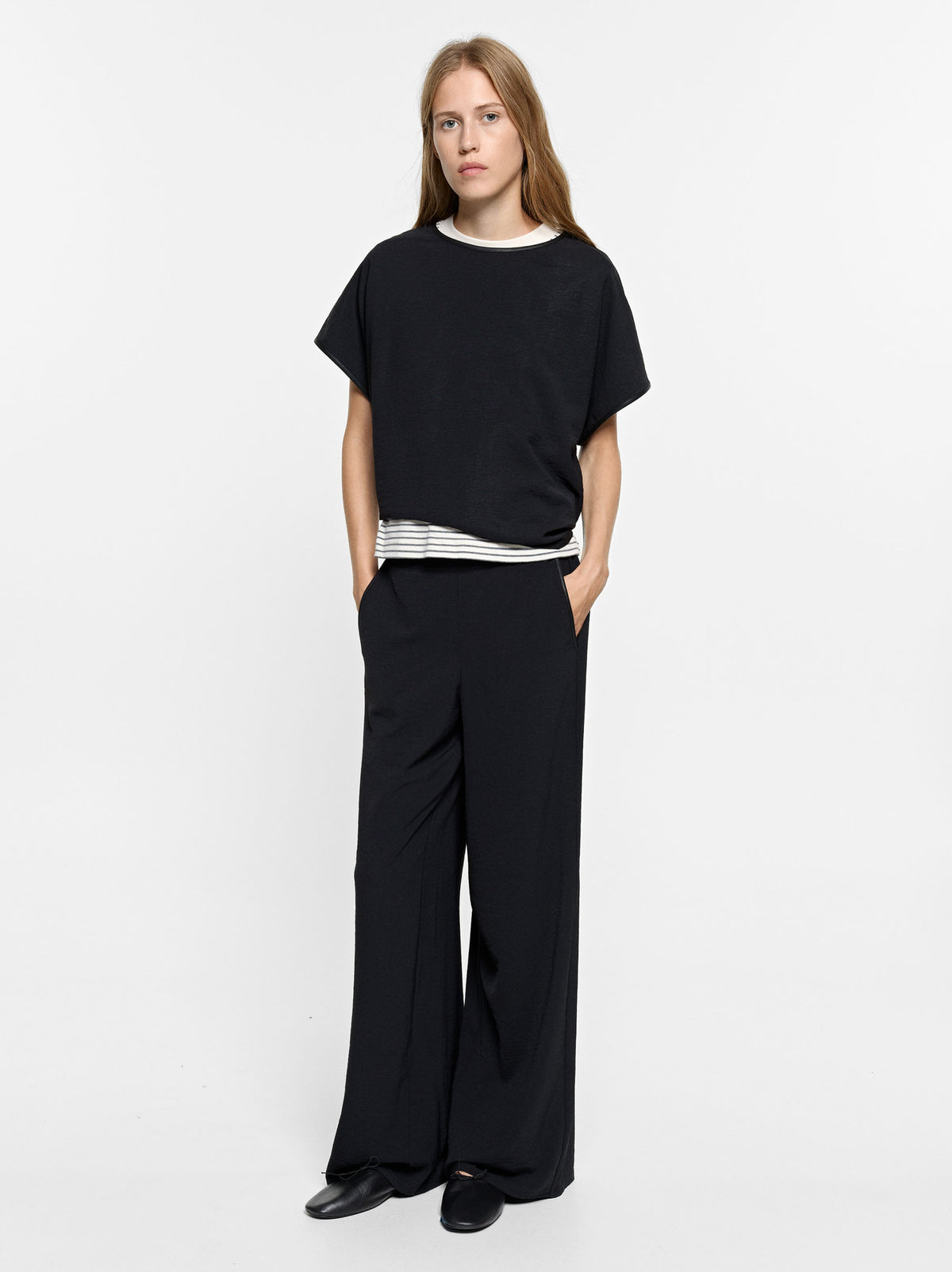 Blouse With Leather-Effect Details