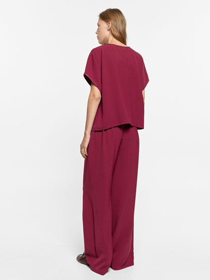 Blouse With Leather-Effect Details