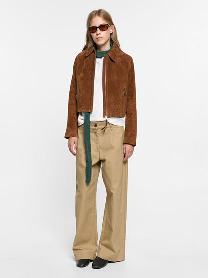 Leather Coat With Zipper Closure
