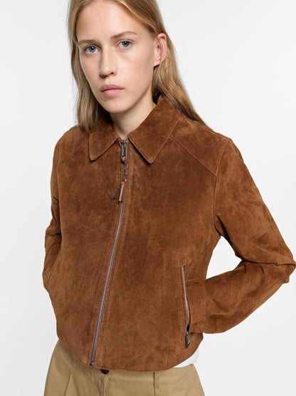 Leather Coat With Zipper Closure
