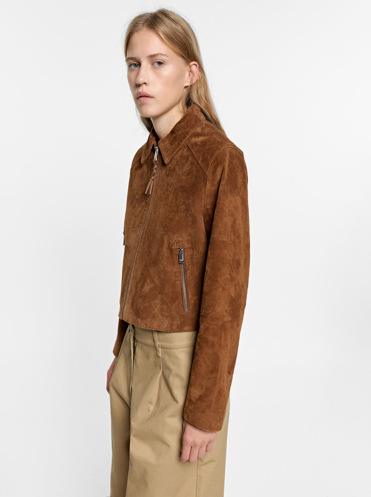 Leather Coat With Zipper Closure