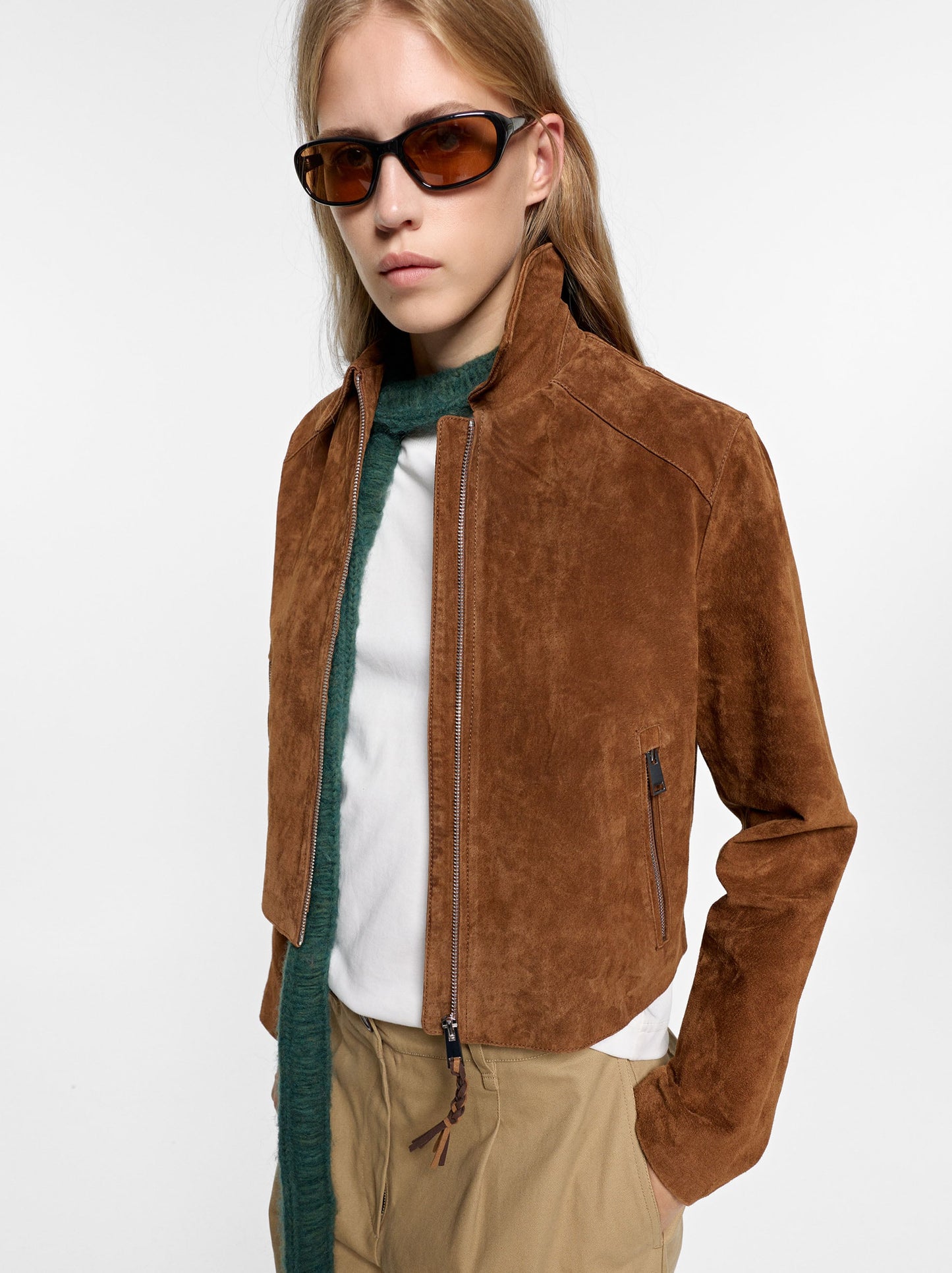 Leather Coat With Zipper Closure