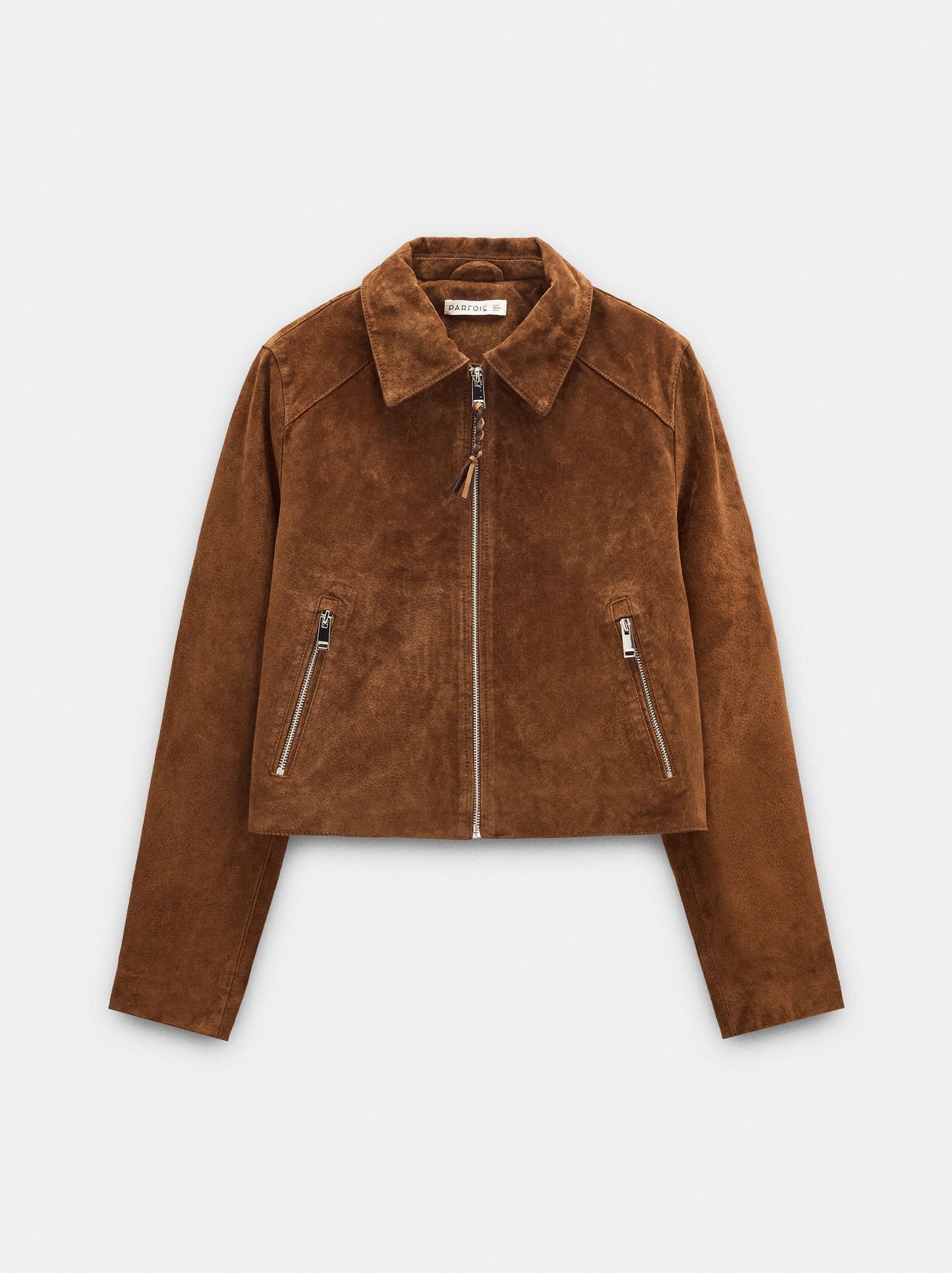 Leather Coat With Zipper Closure