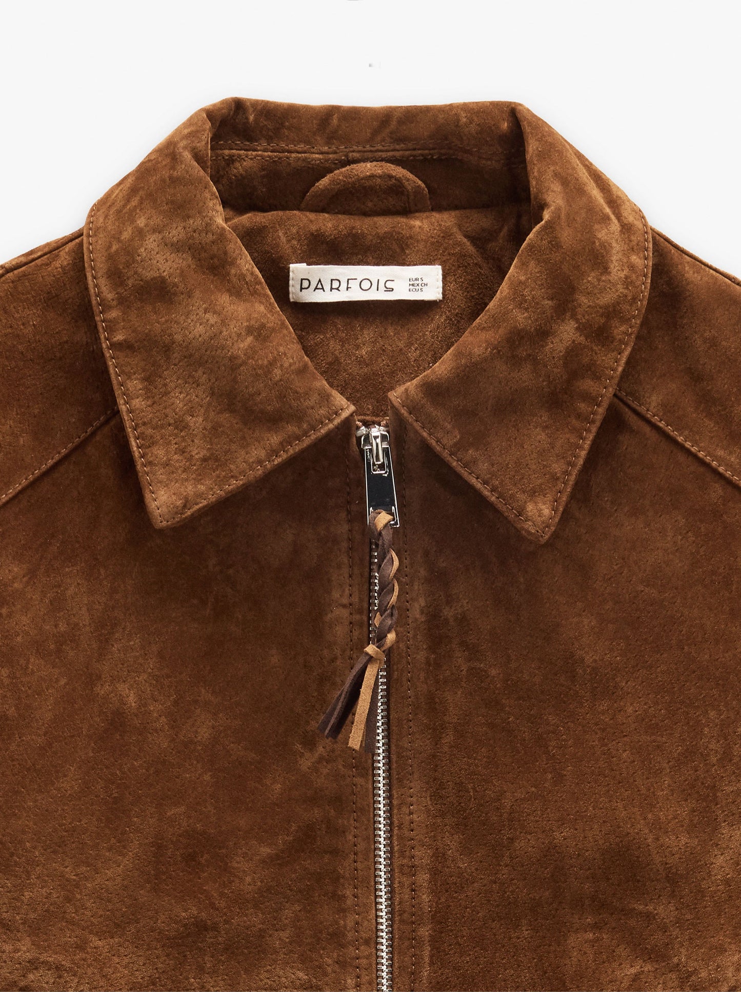 Leather Coat With Zipper Closure