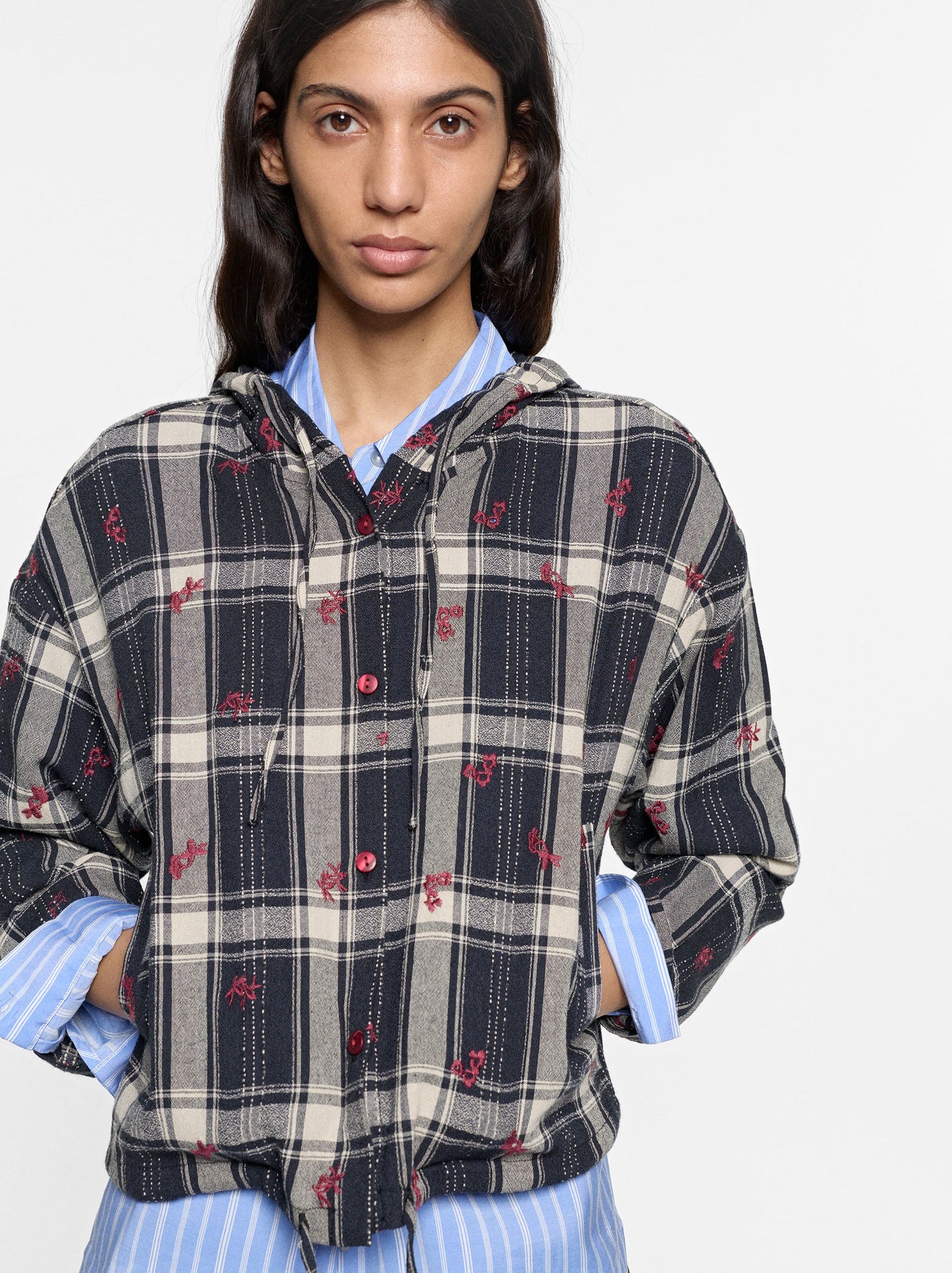 Checked Overshirt With Hood