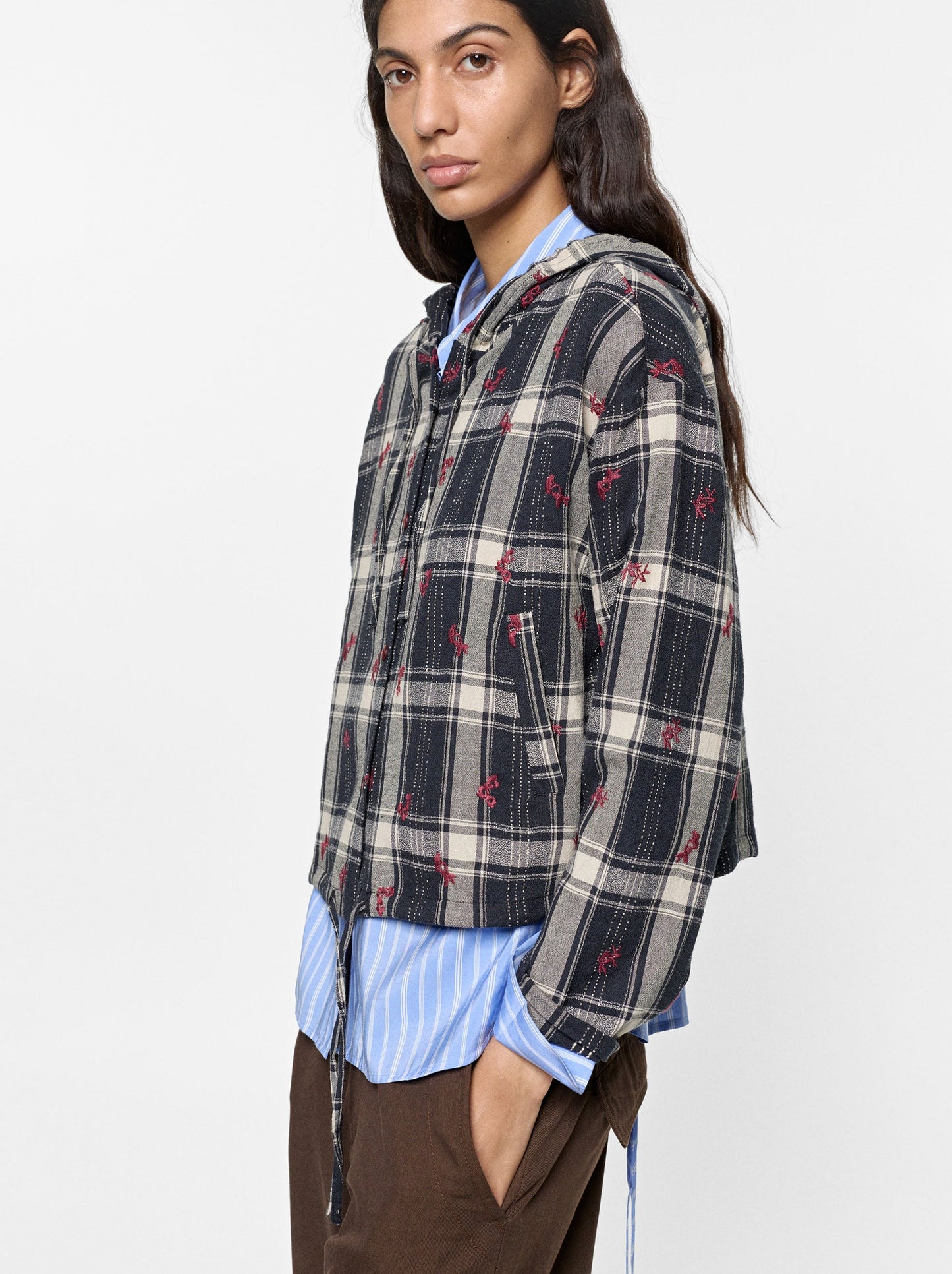 Checked Overshirt With Hood