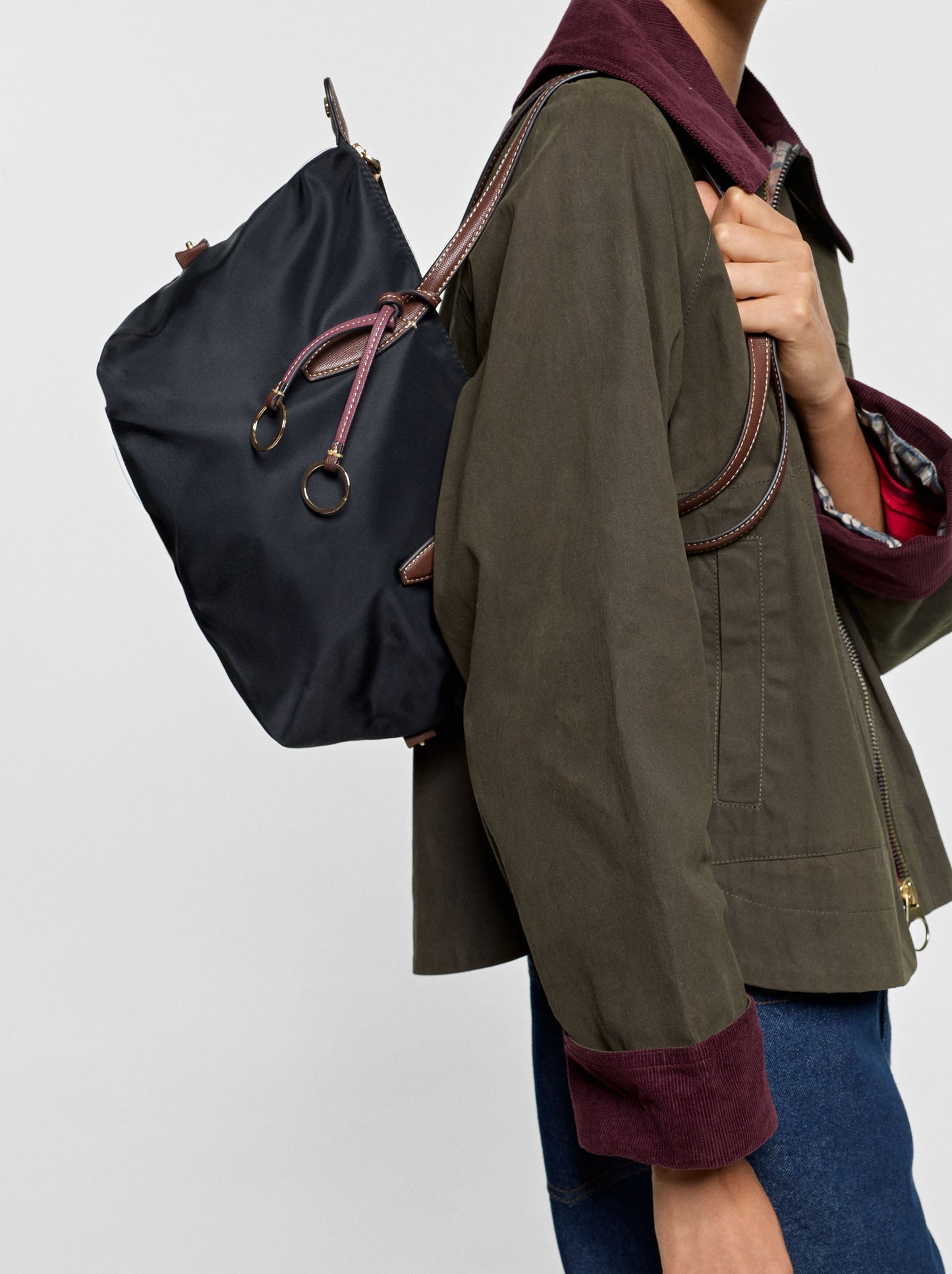 Medium Nylon Shopper Bag With Charm