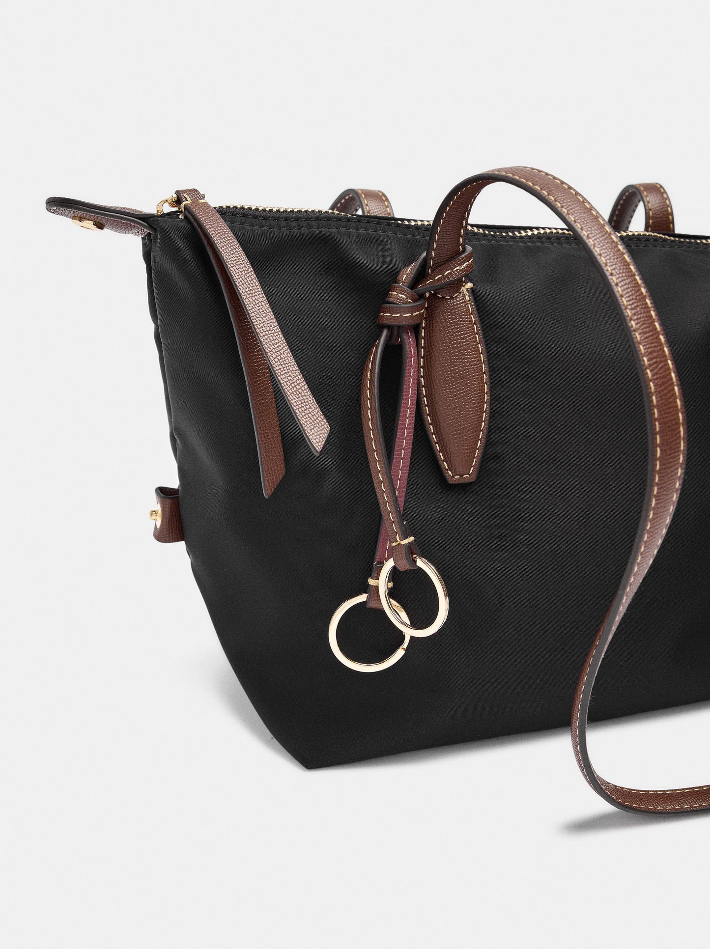 Medium Nylon Shopper Bag With Charm