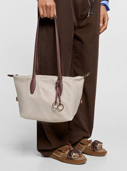 Medium Nylon Shopper Bag With Charm