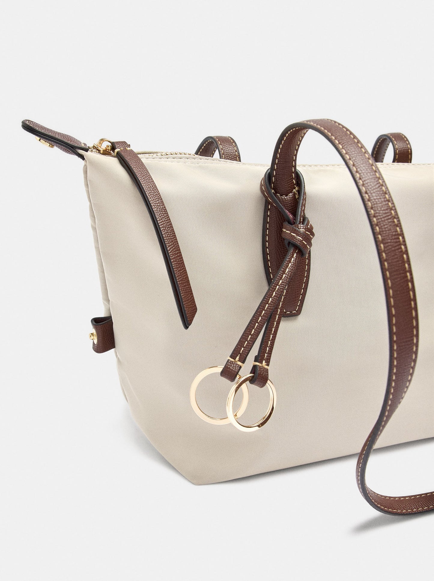 Medium Nylon Shopper Bag With Charm
