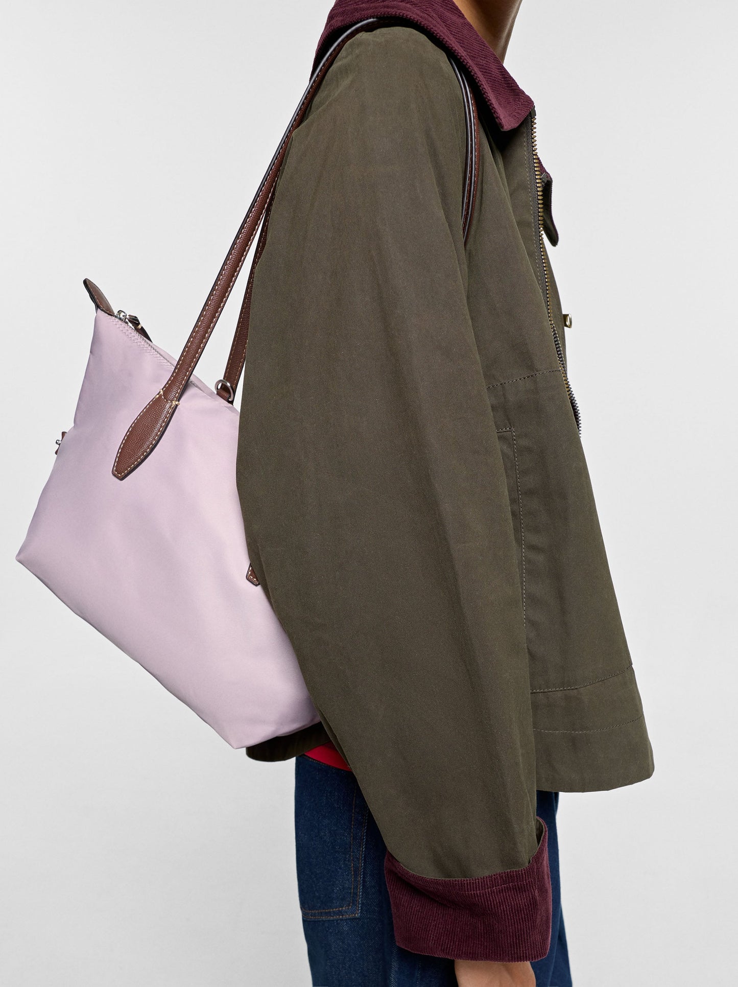 Medium Nylon Shopper Bag With Charm