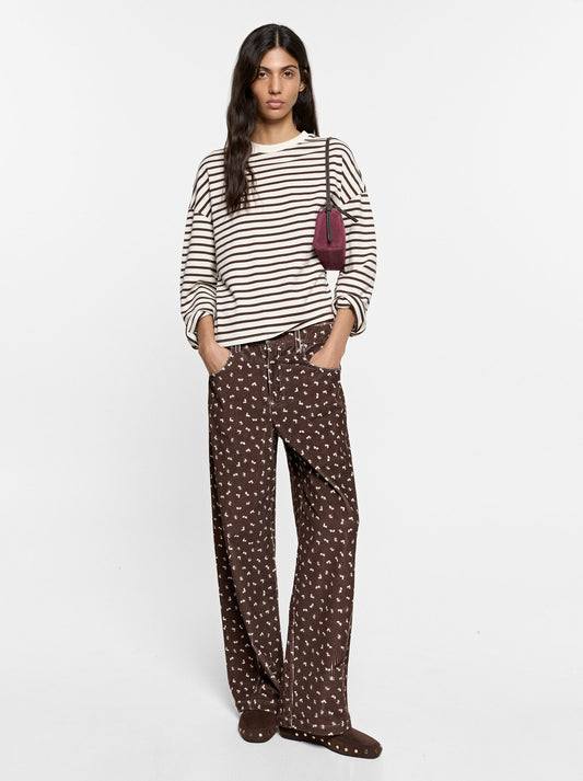 Corduroy Trousers With A Floral Print