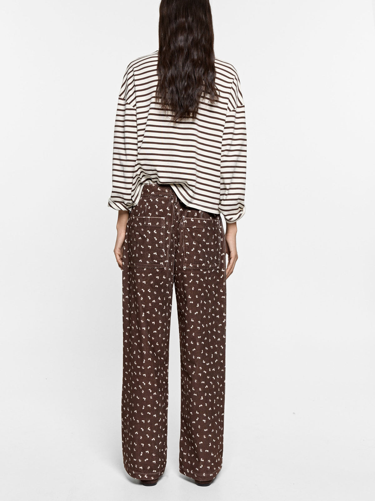 Corduroy Trousers With A Floral Print