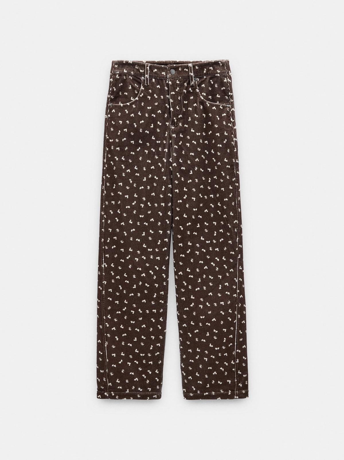 Corduroy Trousers With A Floral Print
