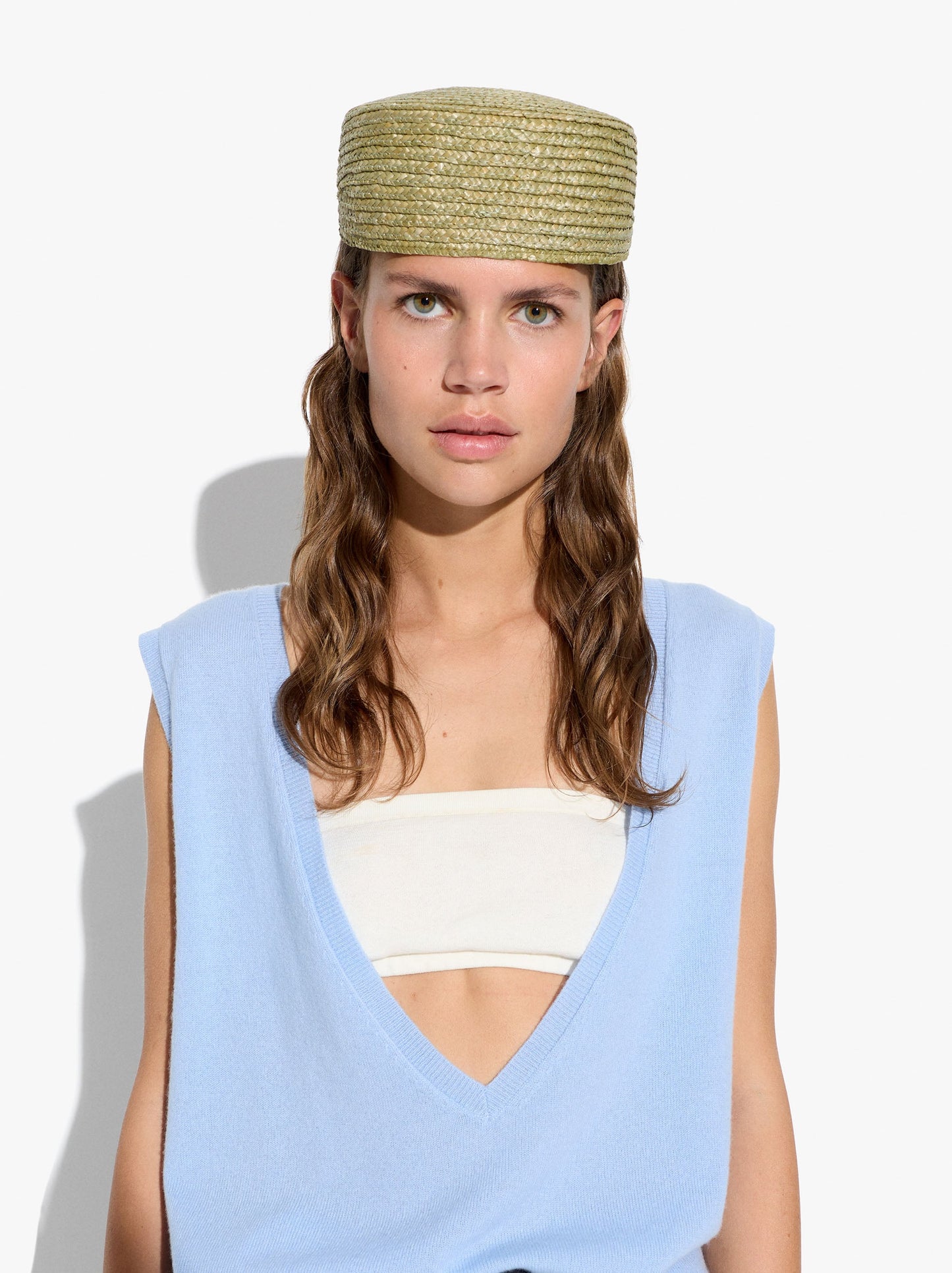 Paper Straw Effect Pillbox Hat