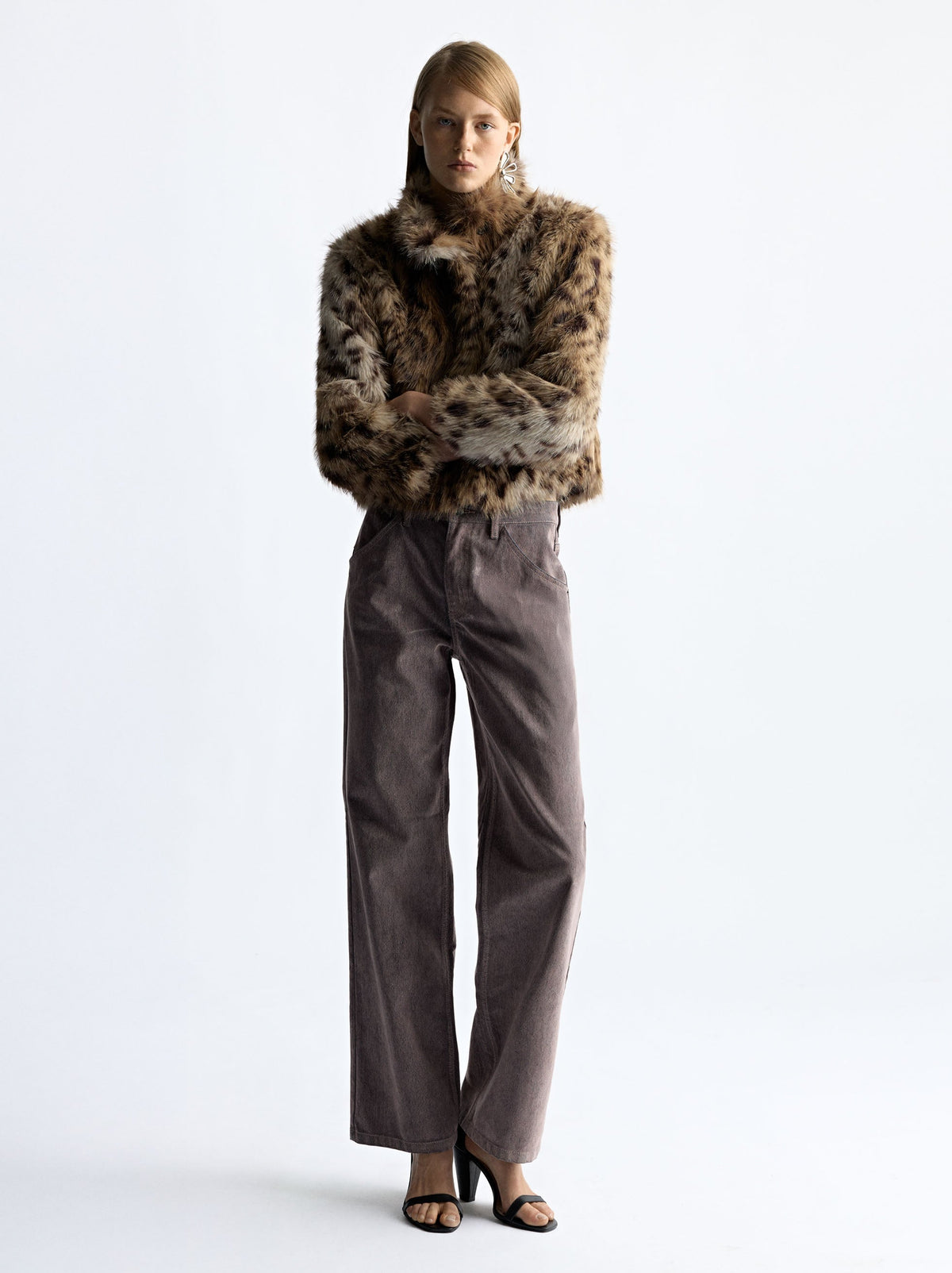 Faux Fur-Effect Coat With Animal Print