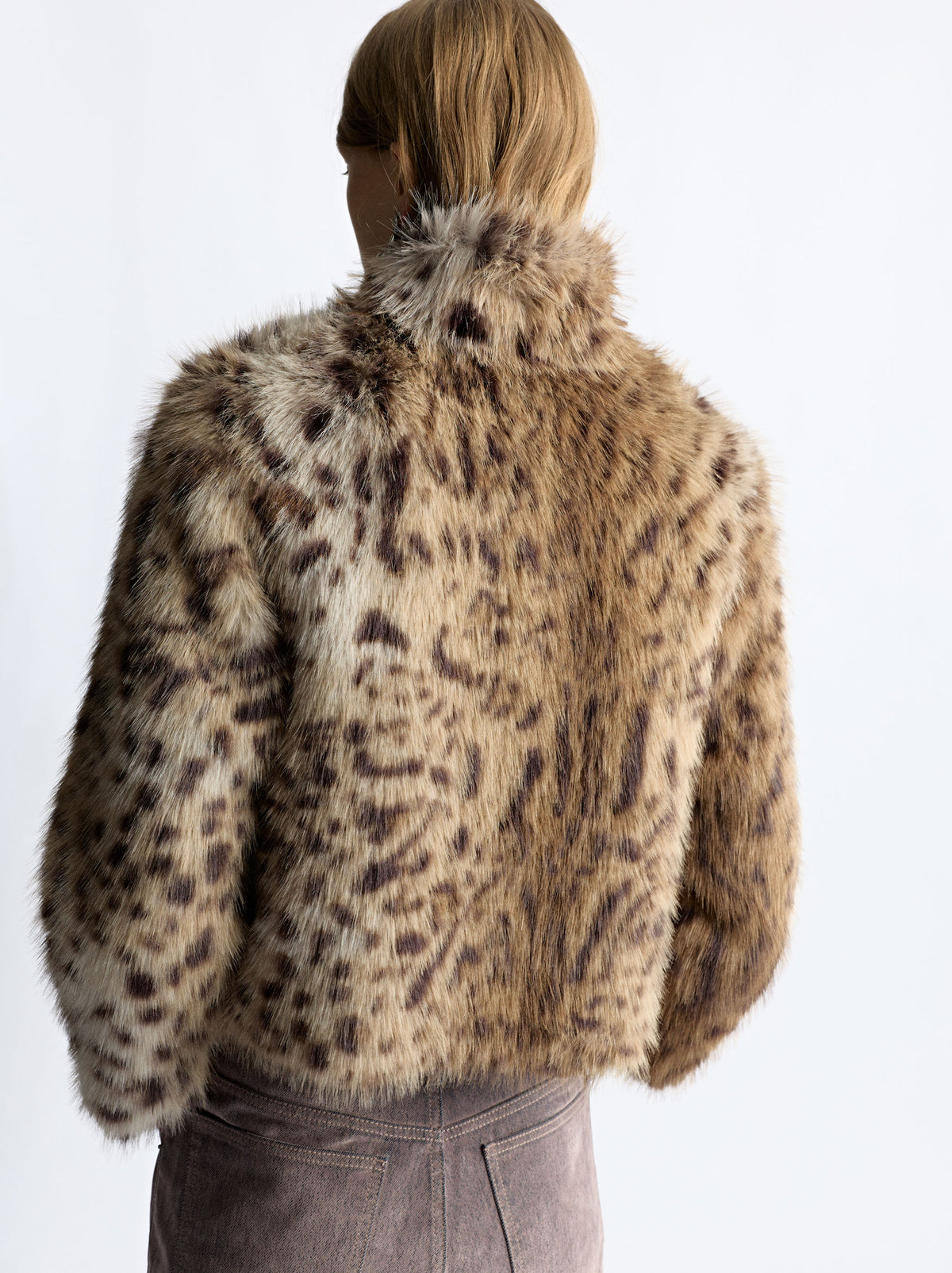 Faux Fur-Effect Coat With Animal Print