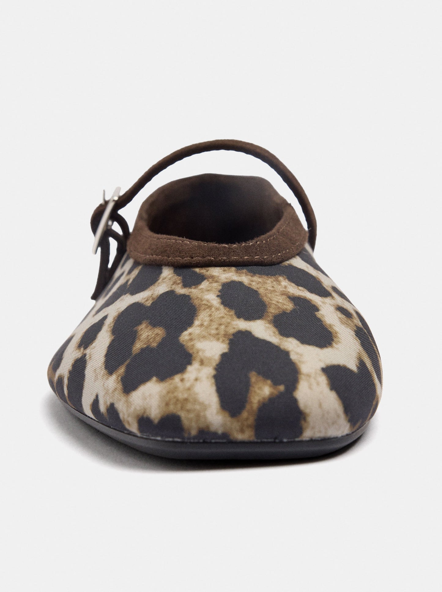 Printed Animal-Print Ballet Flats With Strap And Buckle