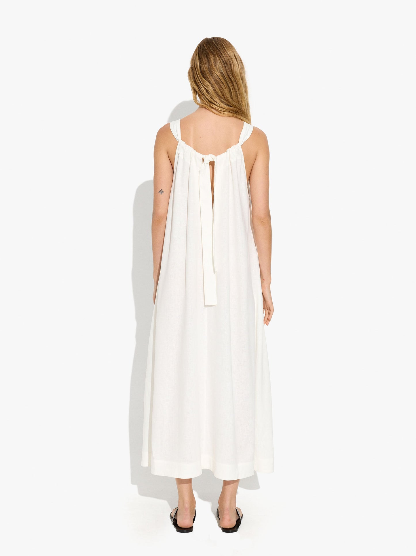Halter Dress With Linen Blend