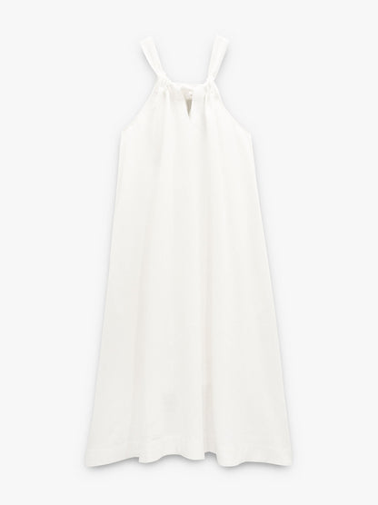 Halter Dress With Linen Blend