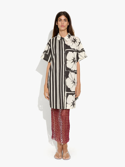 Asymmetric Shirt Dress With 100% Cotton