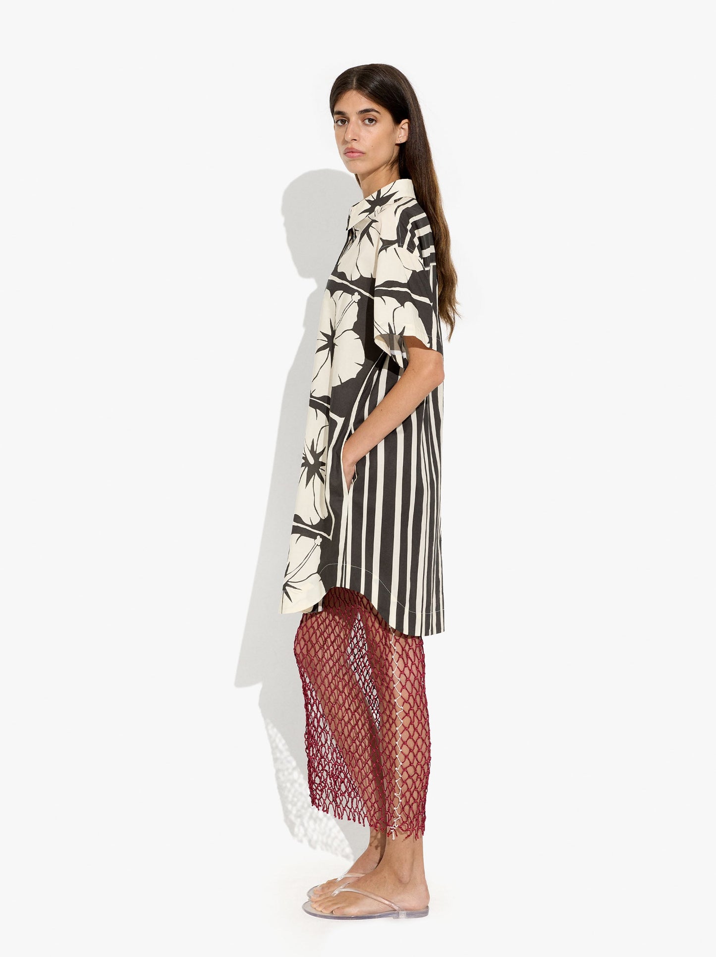 Asymmetric Shirt Dress With 100% Cotton