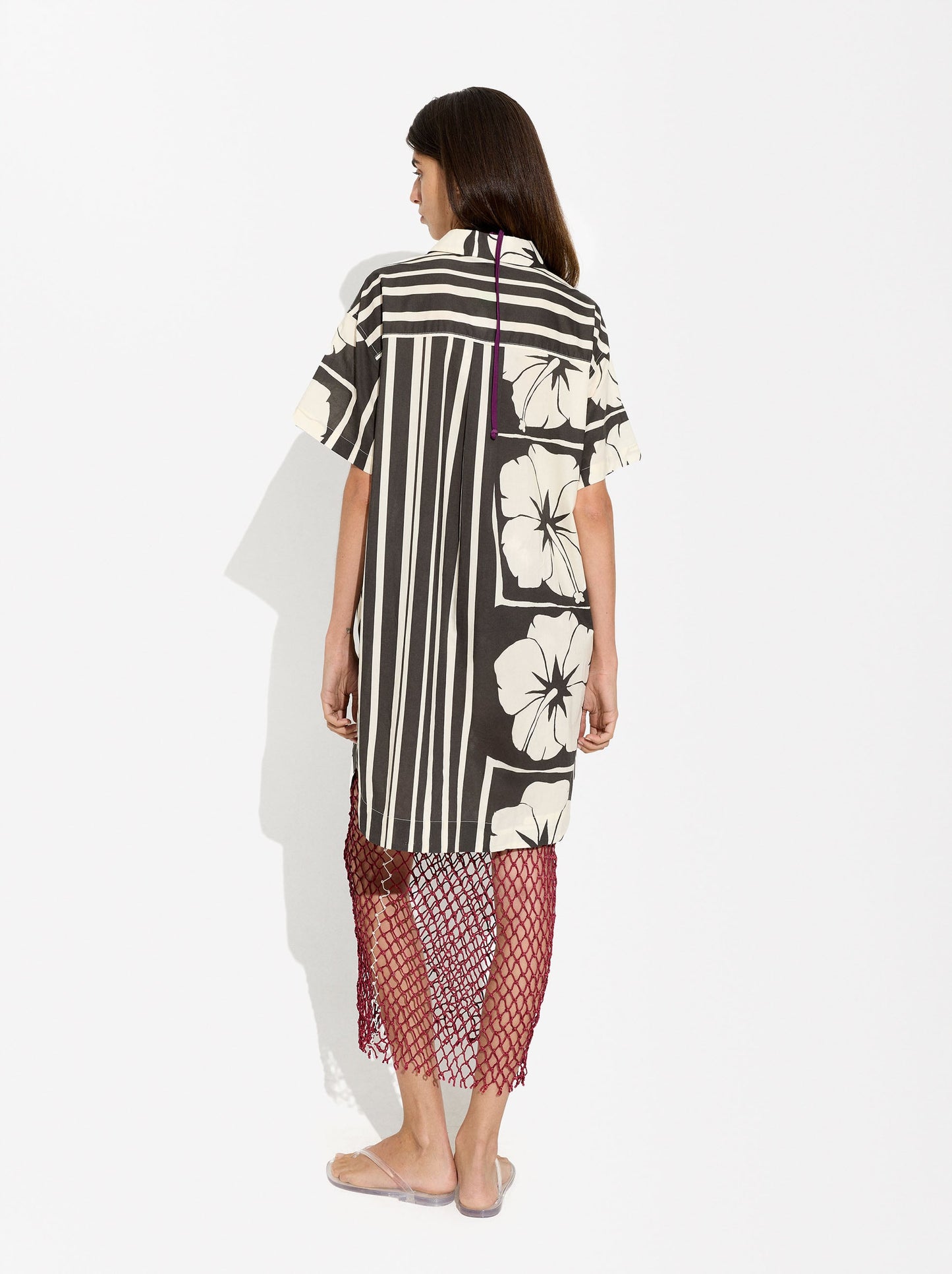 Asymmetric Shirt Dress With 100% Cotton