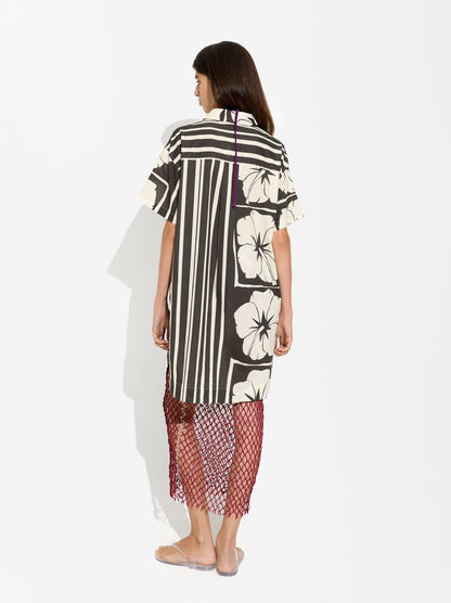 Asymmetric Shirt Dress With 100% Cotton