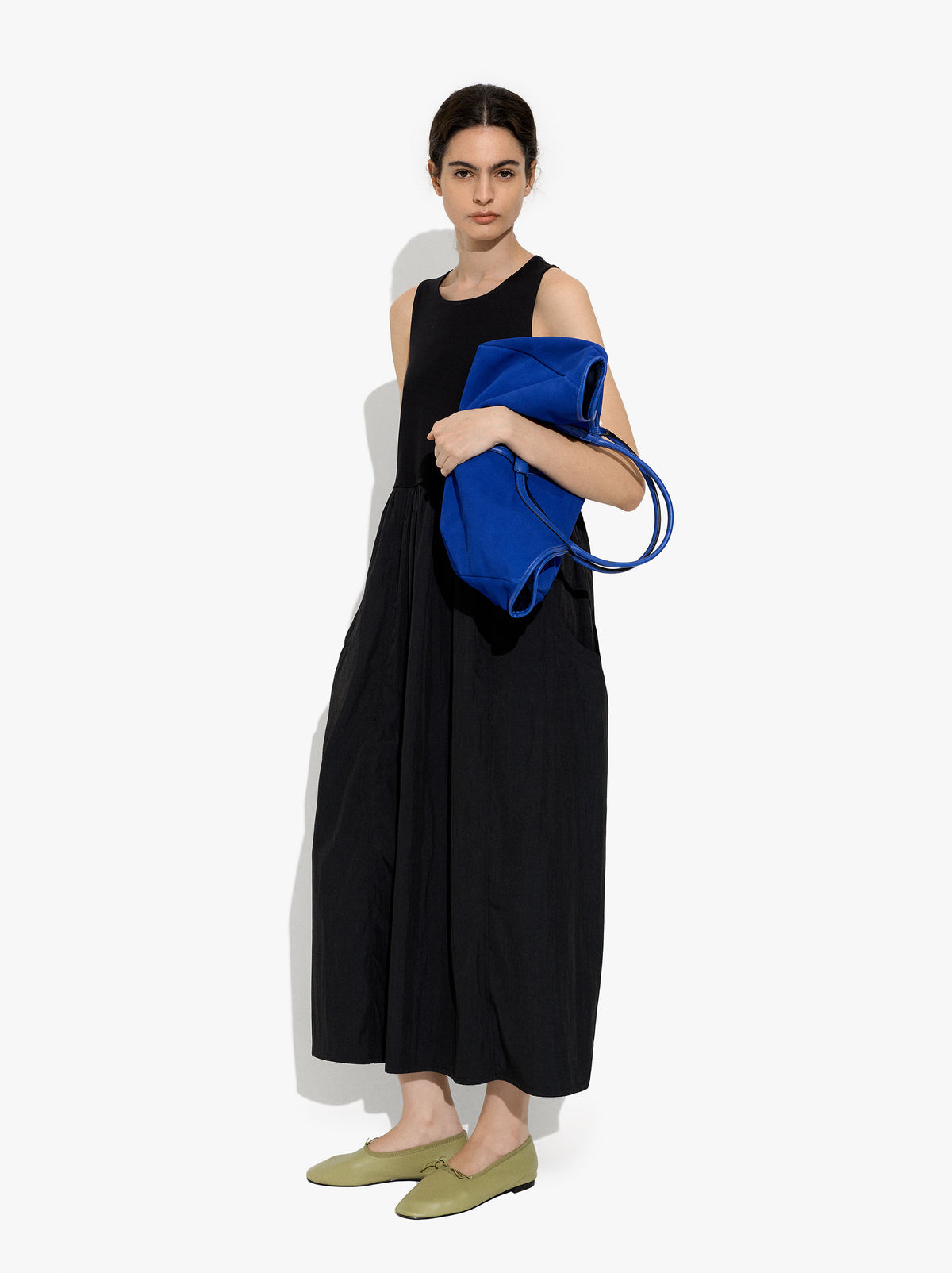 Dress With Combined Textures With Pockets