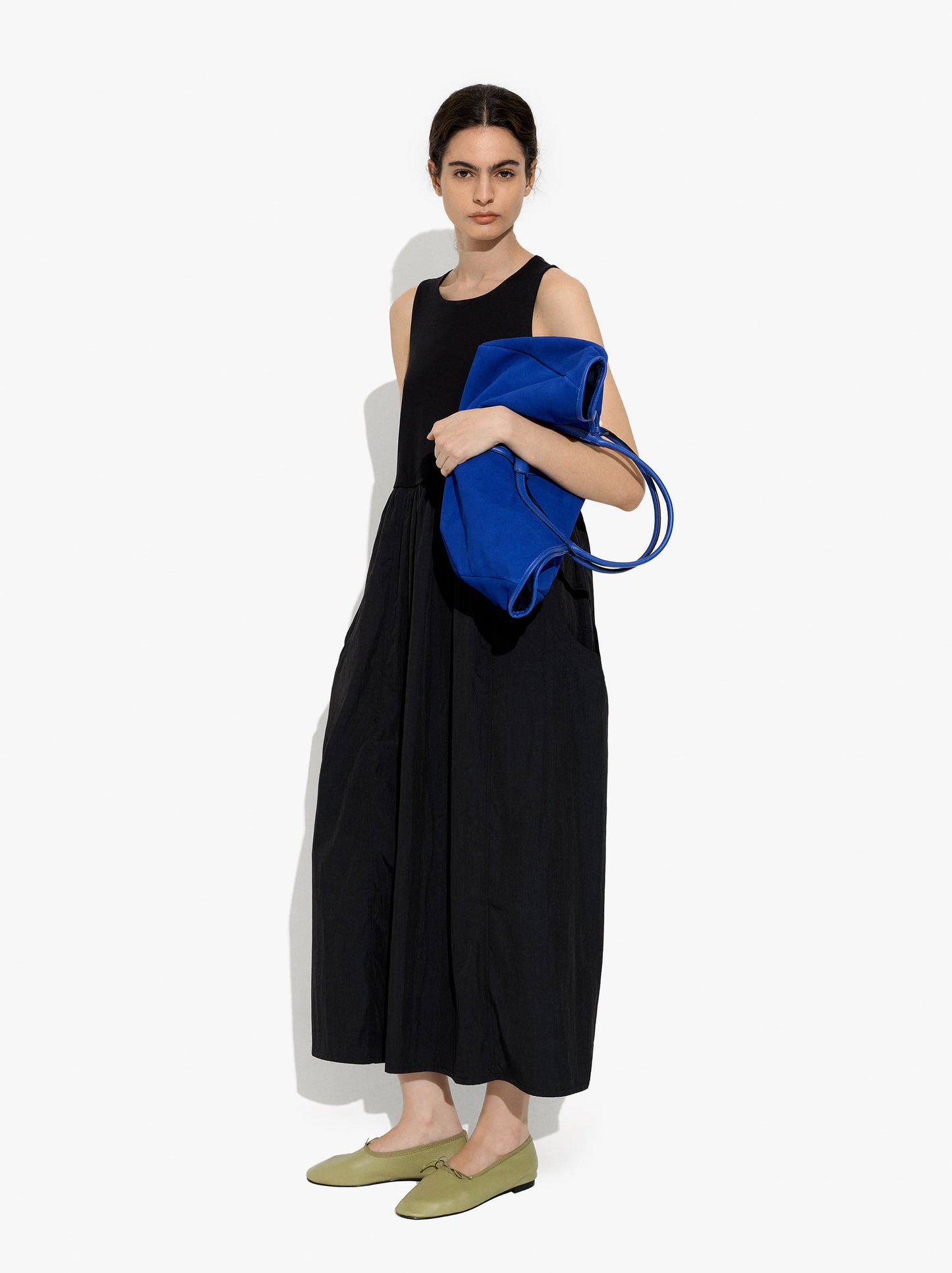 Dress With Combined Textures With Pockets