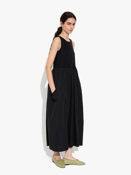 Dress With Combined Textures With Pockets