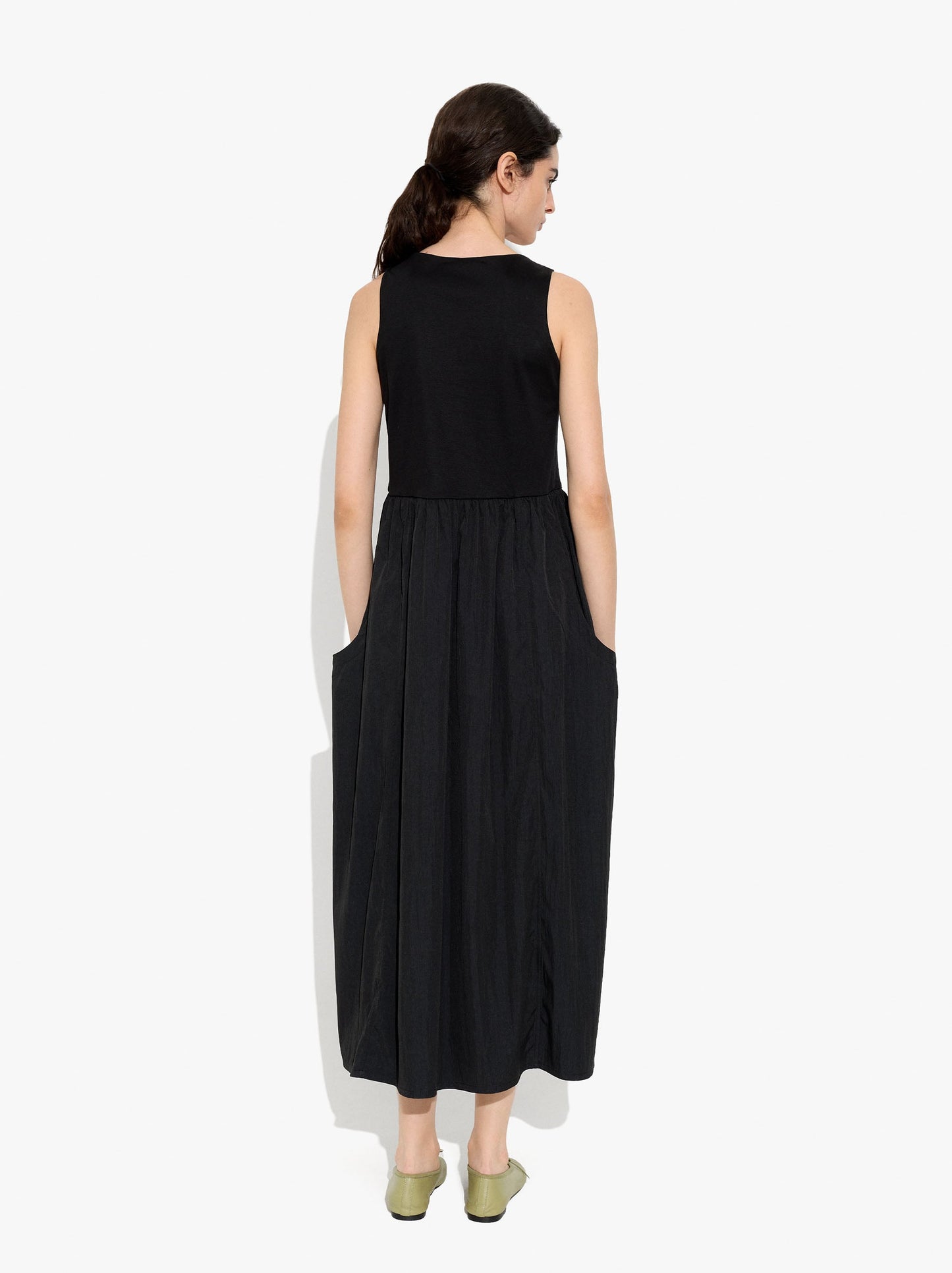 Dress With Combined Textures With Pockets