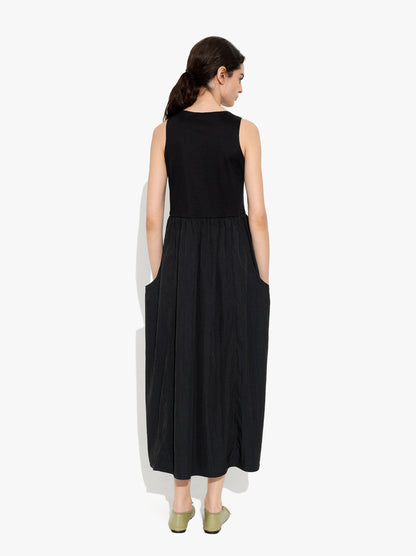 Dress With Combined Textures With Pockets