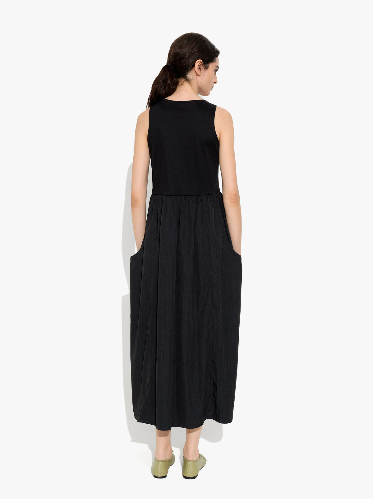 Dress With Combined Textures With Pockets