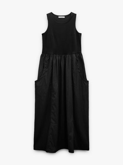 Dress With Combined Textures With Pockets