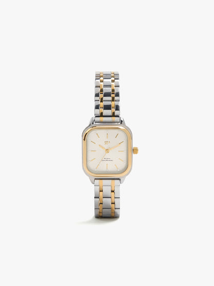 Rectangular Bicolor Watch With Stainless Steel Bracelet